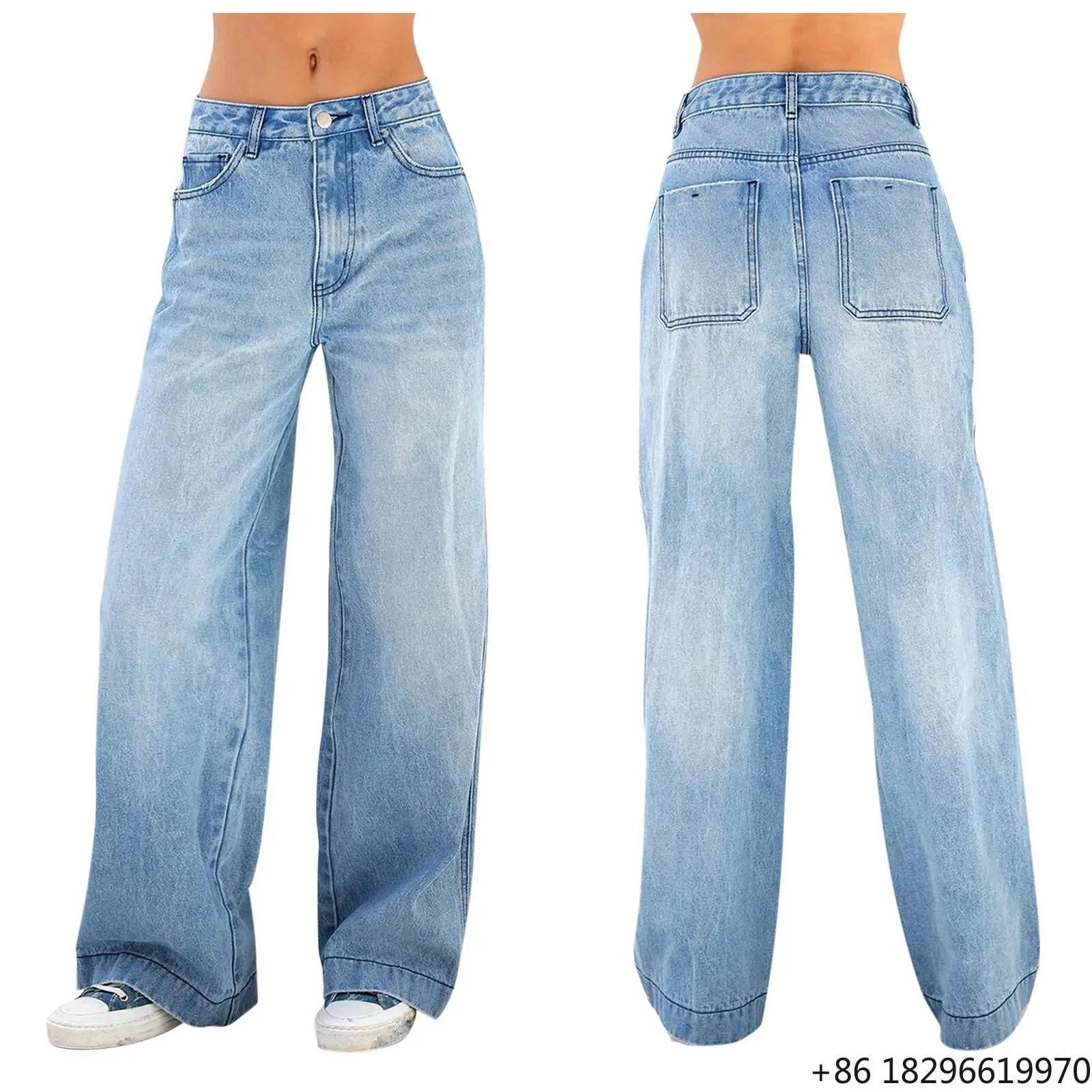 Hot-selling High Waist Loose Straight Women's Jeans Factory Direct Casual Denim for Europe United States Seasons