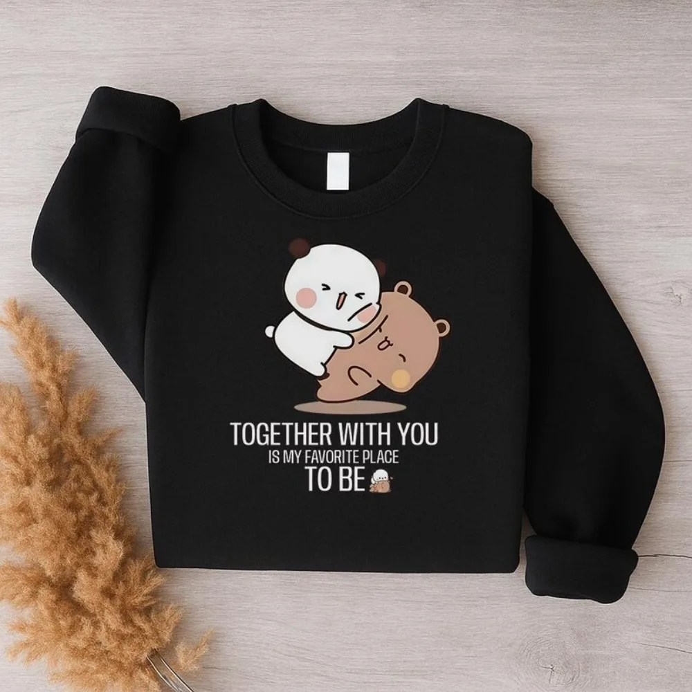 Bubu Dudu زوجين البلوز المعانقة الدببة هدية رومانسية الملابس هدية للذكرى السنوية ملابس الرجال النساء لطيف بلوزة كاجوال #3