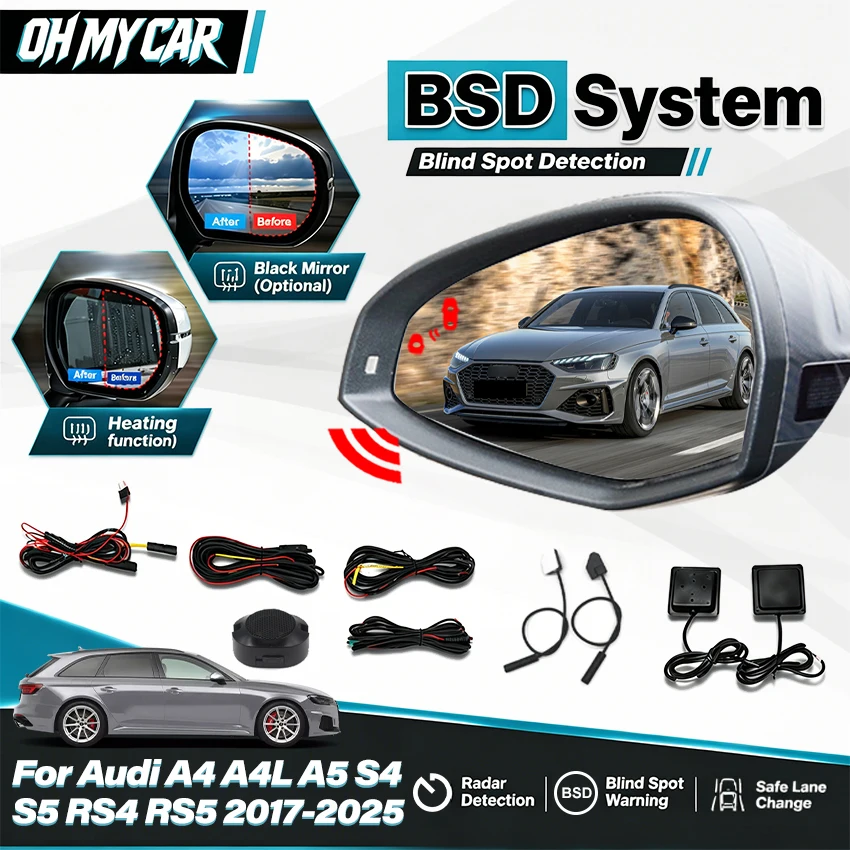 24GHZ Car Blind Spot Detection System BSD BSA BSM Microwave Sensor Change Lane Aided For Audi A4 A4L A5 S4 S5 RS4 RS5 2017-2025