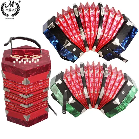 Concertina Accordion 20 Button 40 Reed Anglo Style Keyboard Musical Instrument Accordion with Carrying Bag for Children Gifts