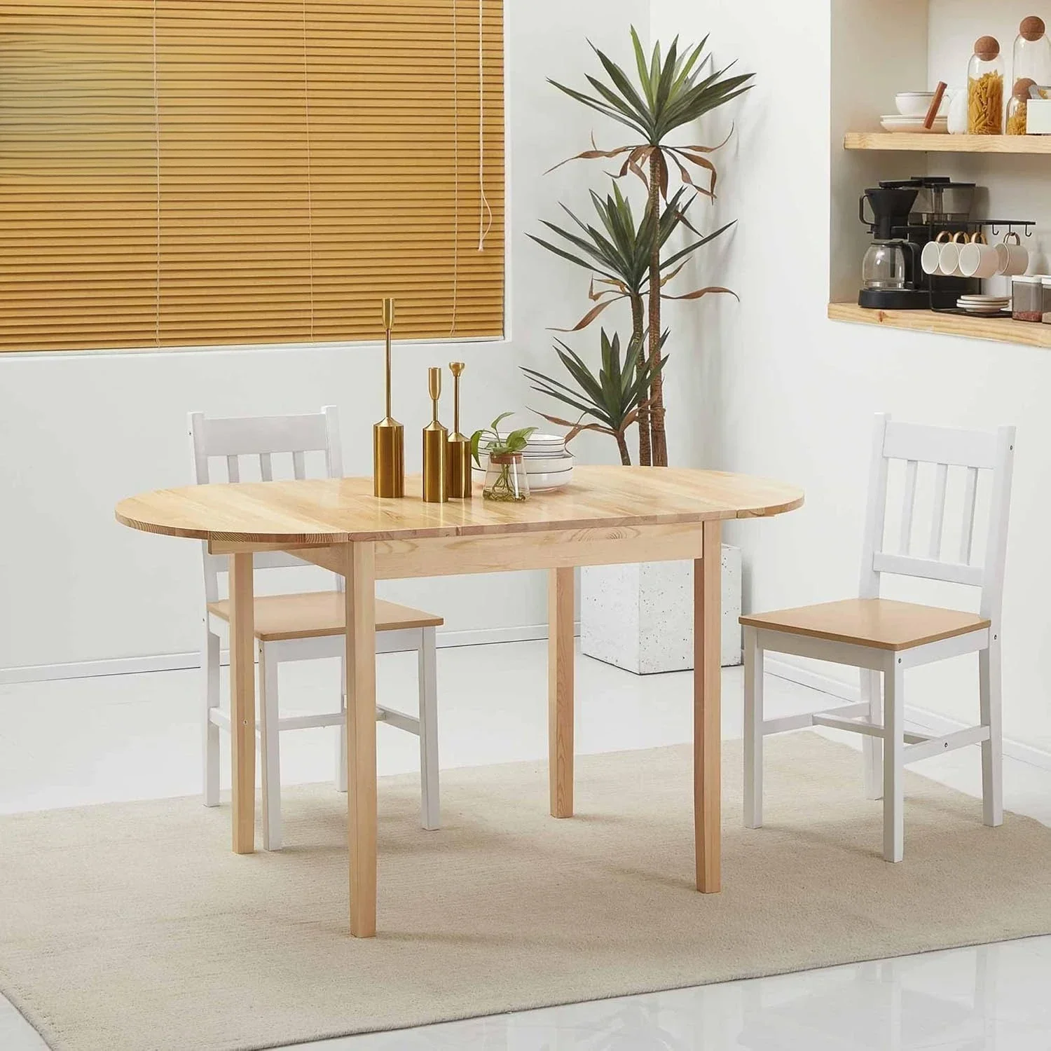 [Best Seller, Limited Stock!]55" Solid Wood Kitchen Table, Drop Leaf Tables for Small Spaces, Folding Dining Table, Natural