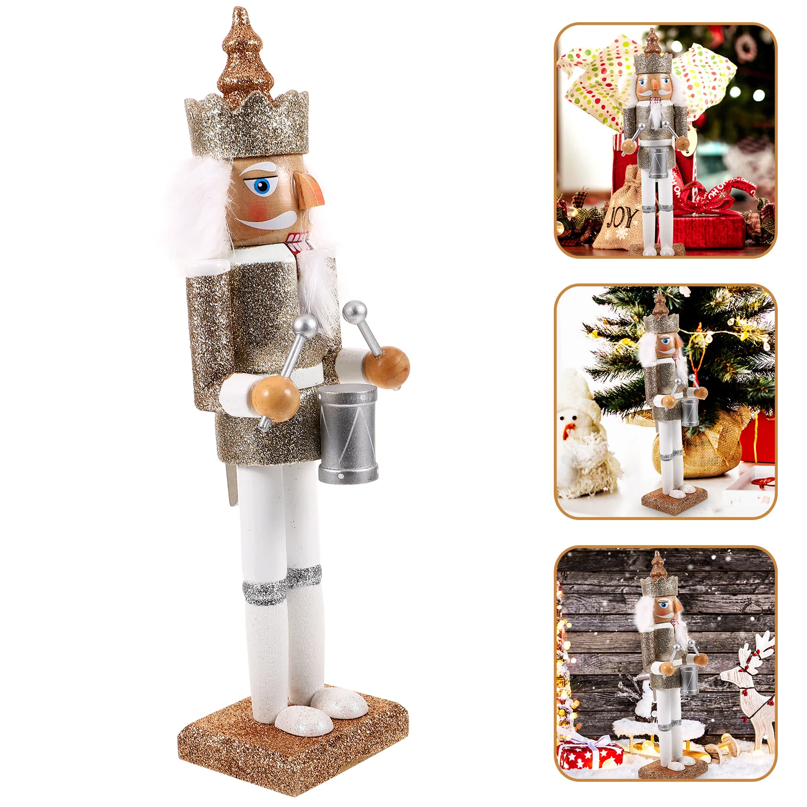 

Nutcracker Ornament Holiday Wooden Christmas Decor for Shelves Xmas Soldier Ornaments Vintage Figurines