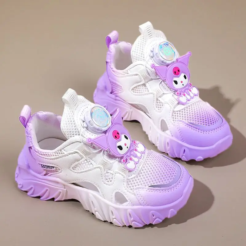 Girl Heart Kawaii Sanrio Anime Kuromi My Melody Sports Shoes Summer Cute Ins Children Net Surface Breathable Sneakers Kids Gifts