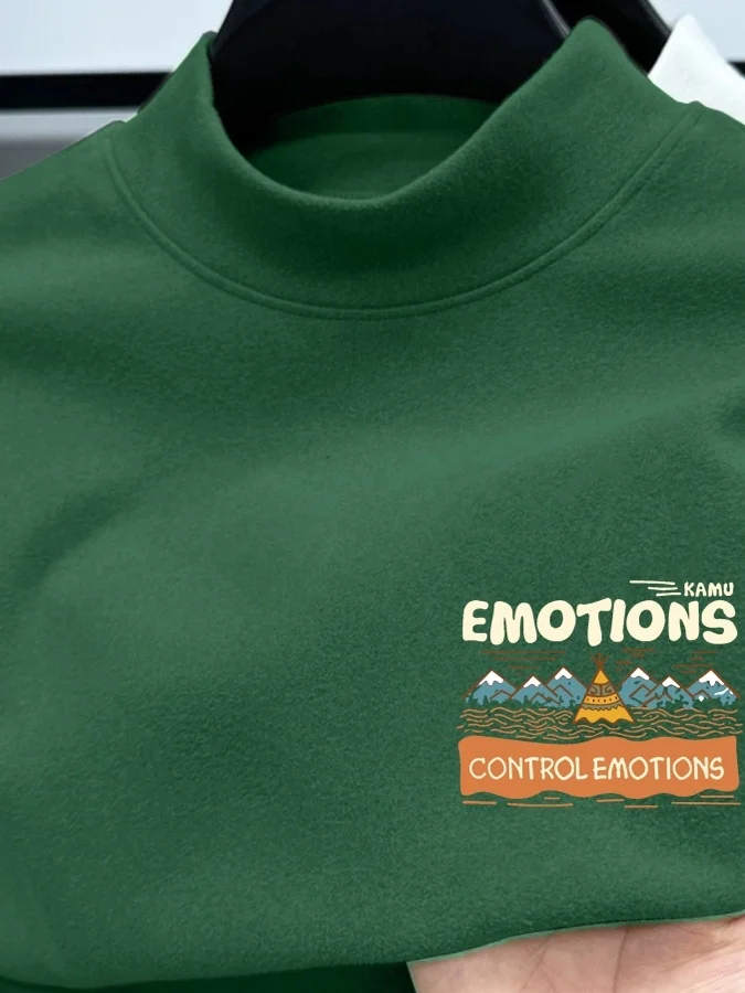 

Теплая приталенная футболка с высоким воротником в американском стиле, из полиэстера, с длинным рукавом, с геометрическим узором, молодежная мода