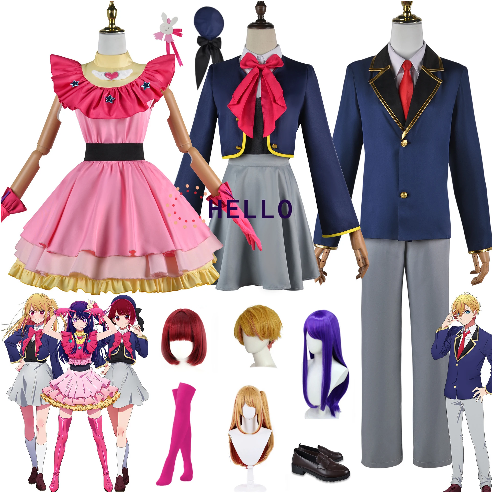 

Anime Oshi No Ko Cosplay Hoshino Rubii Arima Kana Campus Girl Uniforms Hoshino Akuamarin Clothes Hoshino Ai Cosplay for Women