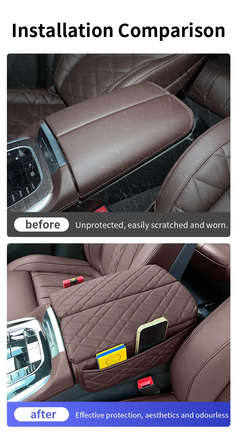 Für BMW G30 G32 6GT F10 G05 G06 G07 G11 G12 X5 G05 X6 G06 X7 G07 Auto Center Konsole Armlehne Schutz Abdeckung Pad Mit Lagerung Tasche – Detail 4