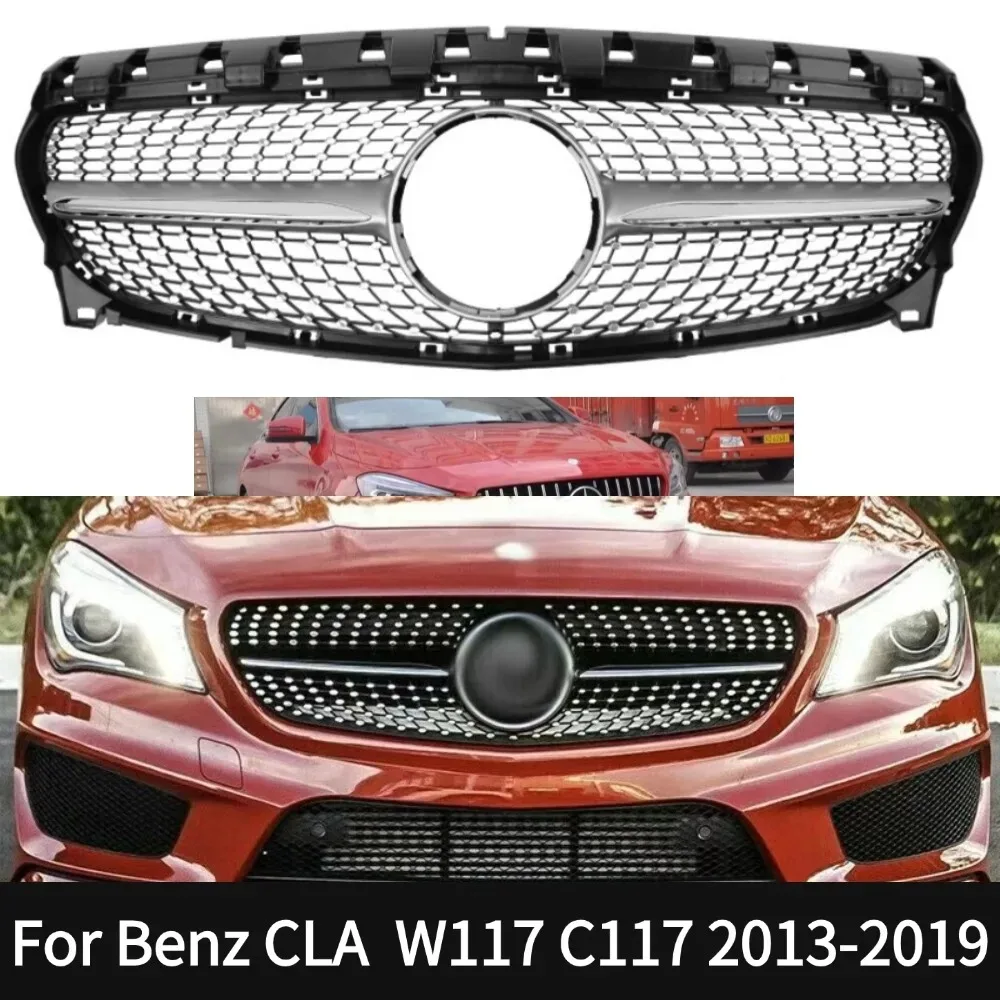 

Perfect Match 2013-2019 For Mercedes Benz CLA W117 C117 220 260 180 200 GT Diamond Middle Front Grille Bumper Grill Accessori
