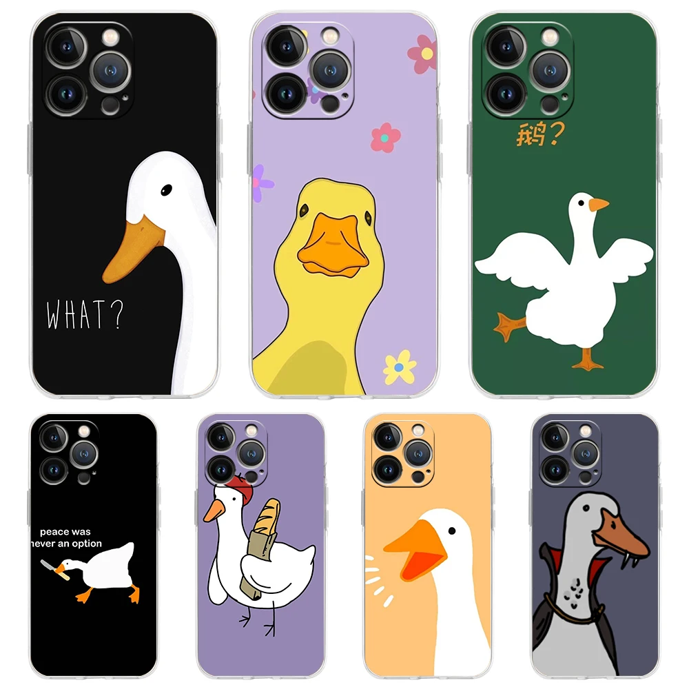 

Cute GooDuck Game Phone Case for iPhone 16 15 14 13 12 Pro Max Cover Transparent for iPhone 11 Pro Max 7 8 Plus XS XR Bags Capas