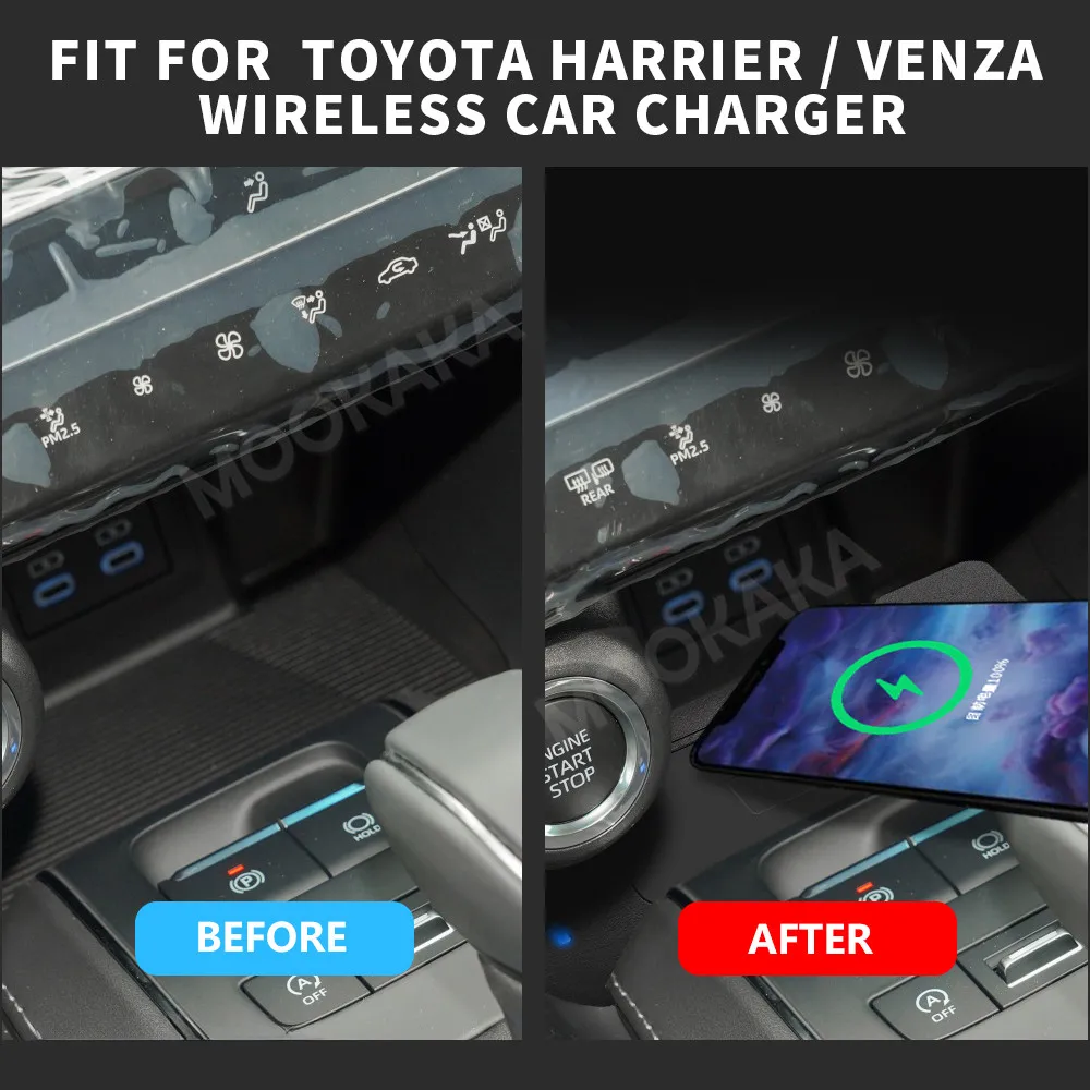 For Toyota Harrier Venza 2021-2023 Quick QI Car Wireless Charger Fast Charging Intelligent Infrared Mobile Phone Dashboard