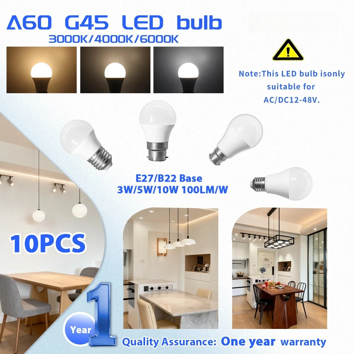 

10PCS LED Bulb Lamps AC/DC 12V 24V 36V 48V LED Light 3W 5W 10W E27 B22 Bombilla Led Light Bulbs Low Pressure Lamp For Vessel