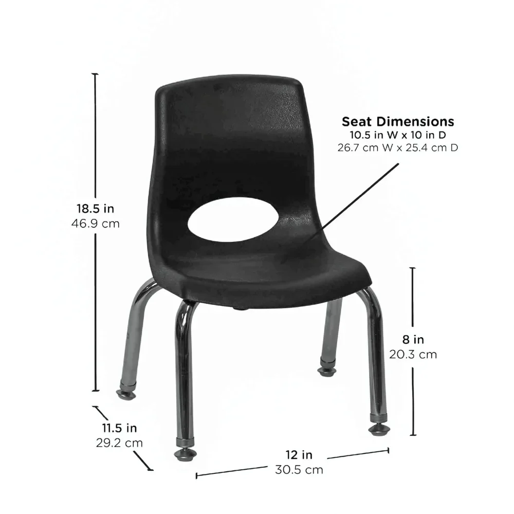 Chaise d'école, piste d'empilage en plastique, chaise d'école, paquet de 12