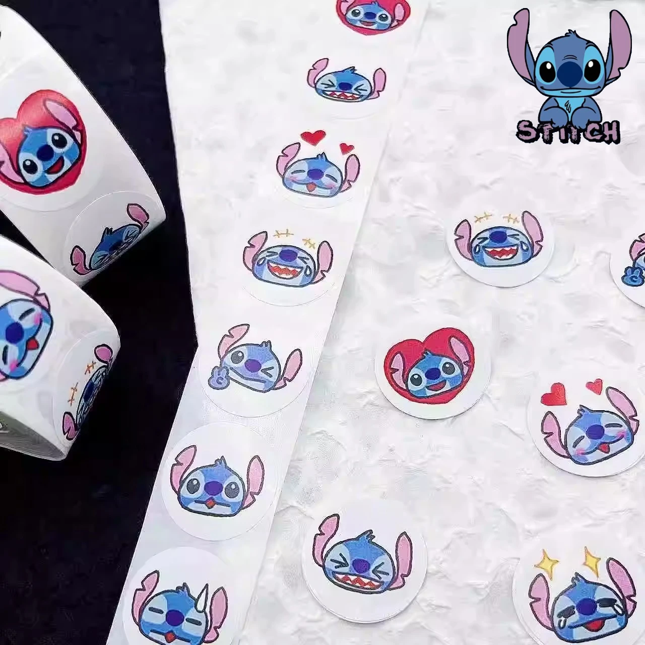 

500pcs/Roll Disney Cartoon Sealing Stickers Cute Stitch Anime Lilo & Stitch Stickers Around Diy Decor Album Diary Label Gifts