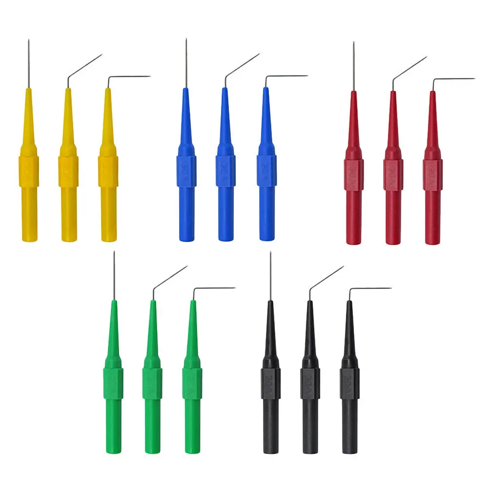 

15Pcs Car Test Probes Ultra-Fine 0.7mm Maintenance Tester Puncture Wire Back Probe Kit Color-Coded for Auto Repair Diagnostics