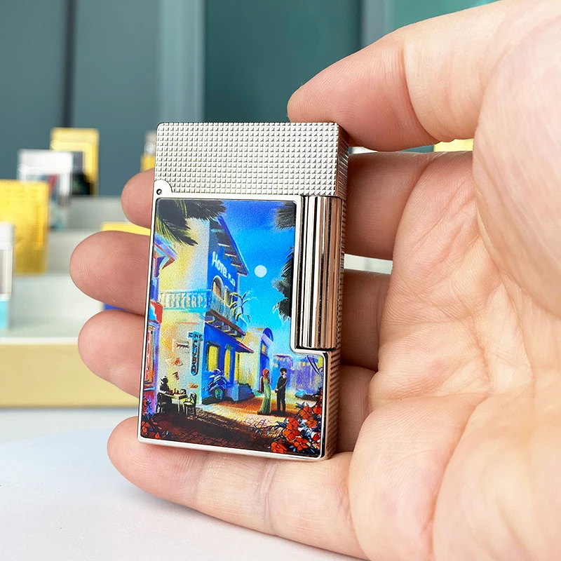 

Новая памятная серия, роскошная зажигалка с одним и двойным пламенем Ping Sound, бутановая зажигалка для курения сигарет с натуральной краской 19030