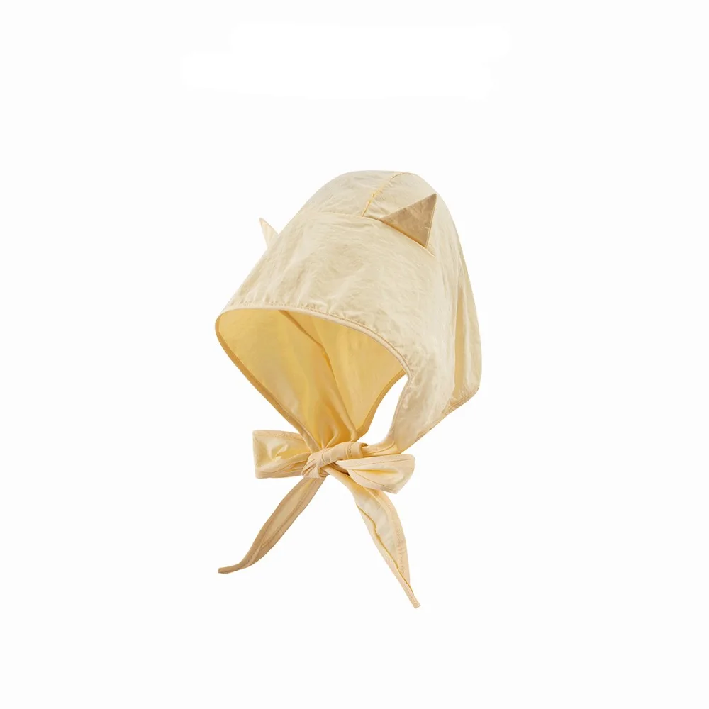 

Cute Korean Style Little Devil Horn Headscarf Solid Color Sun Cap Strap Hat Quick-drying Sunscreen Hat Beanie Cap Girl