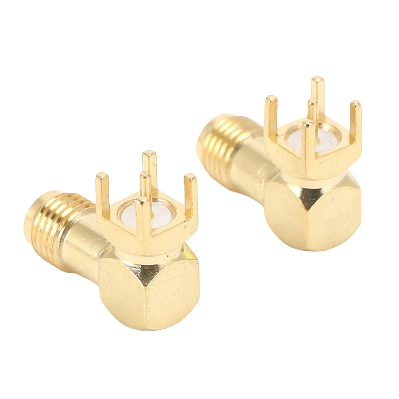 5 Stück SMA-KWE RP-SMA Buchse 4-polig SMA Lötanschluss für Leiterplattenmontage Rechtwinkliger HF-Koaxialadapter – Detail 3