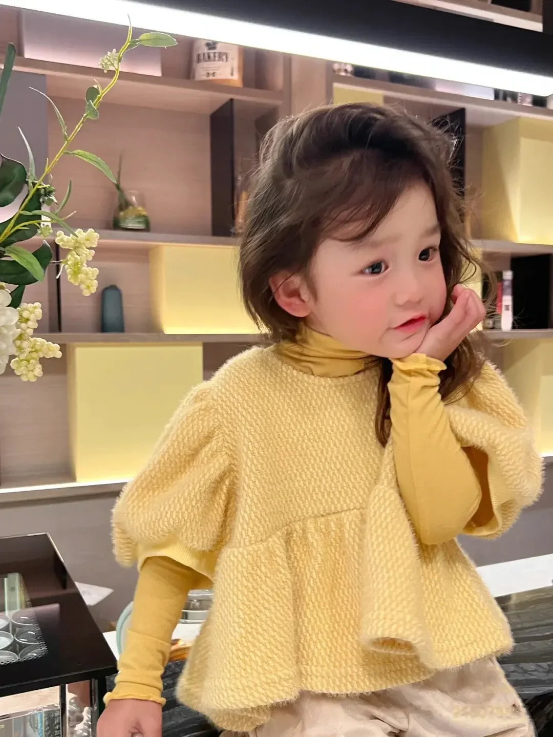 

Kids Clothing Girls Winter Sweater Korean 2023 New Autumn Fashion Bubble Sleeve Soft Cute Solid Color Casual All-match O-neck