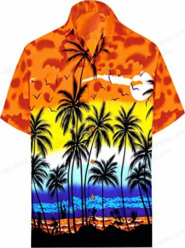 Sunrise camicia hawaiana camicie con stampa 3d camicetta da spiaggia da uomo vocazione camicie con risvolto albero di cocco Beach Camisas abbigliamento da uomo