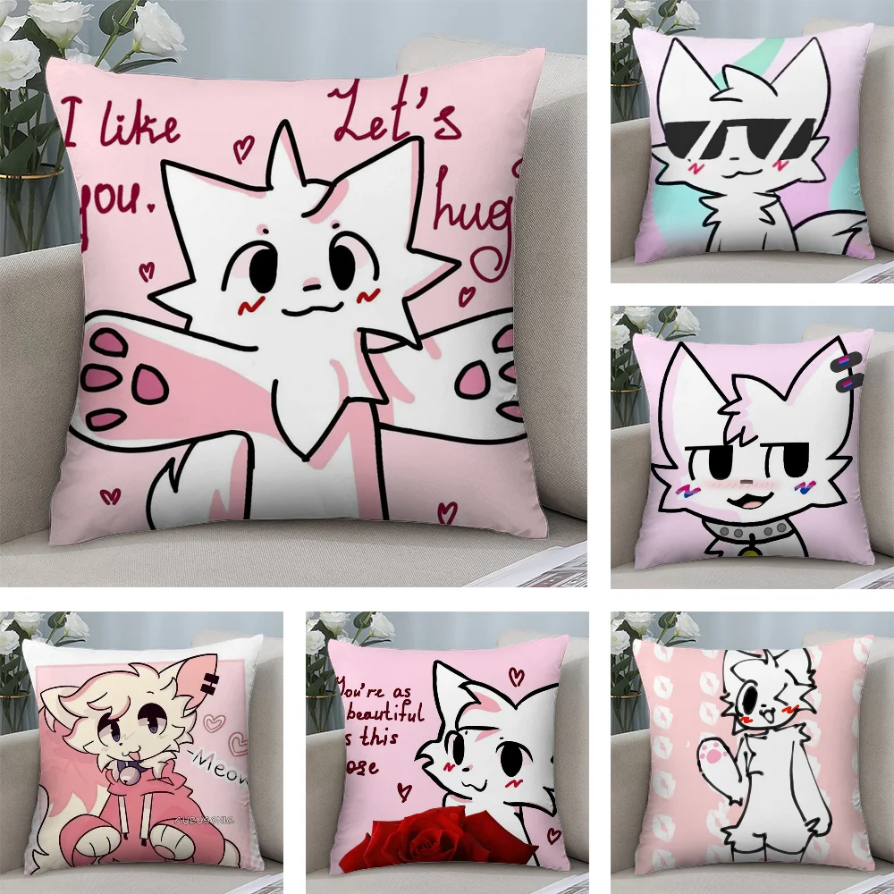 B-Boykisser Silly Cat Cute Pillow Case Short Plush Pillow Covers Sofa Decorative Gift Home Double-sided Printing Cushion Cover