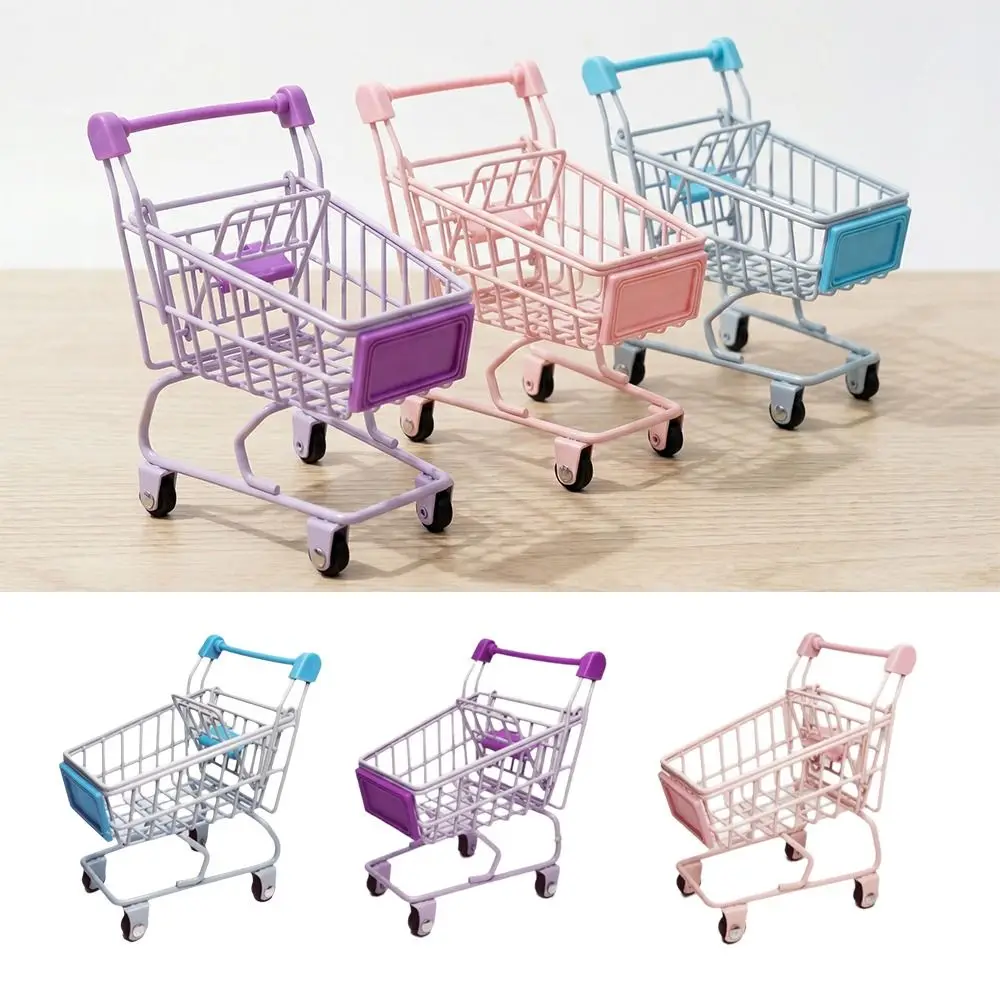 Creative Metal Mini Storage Basket Model Hollow Trolley Container Decor Organizer Desktop Stationery Holder Office