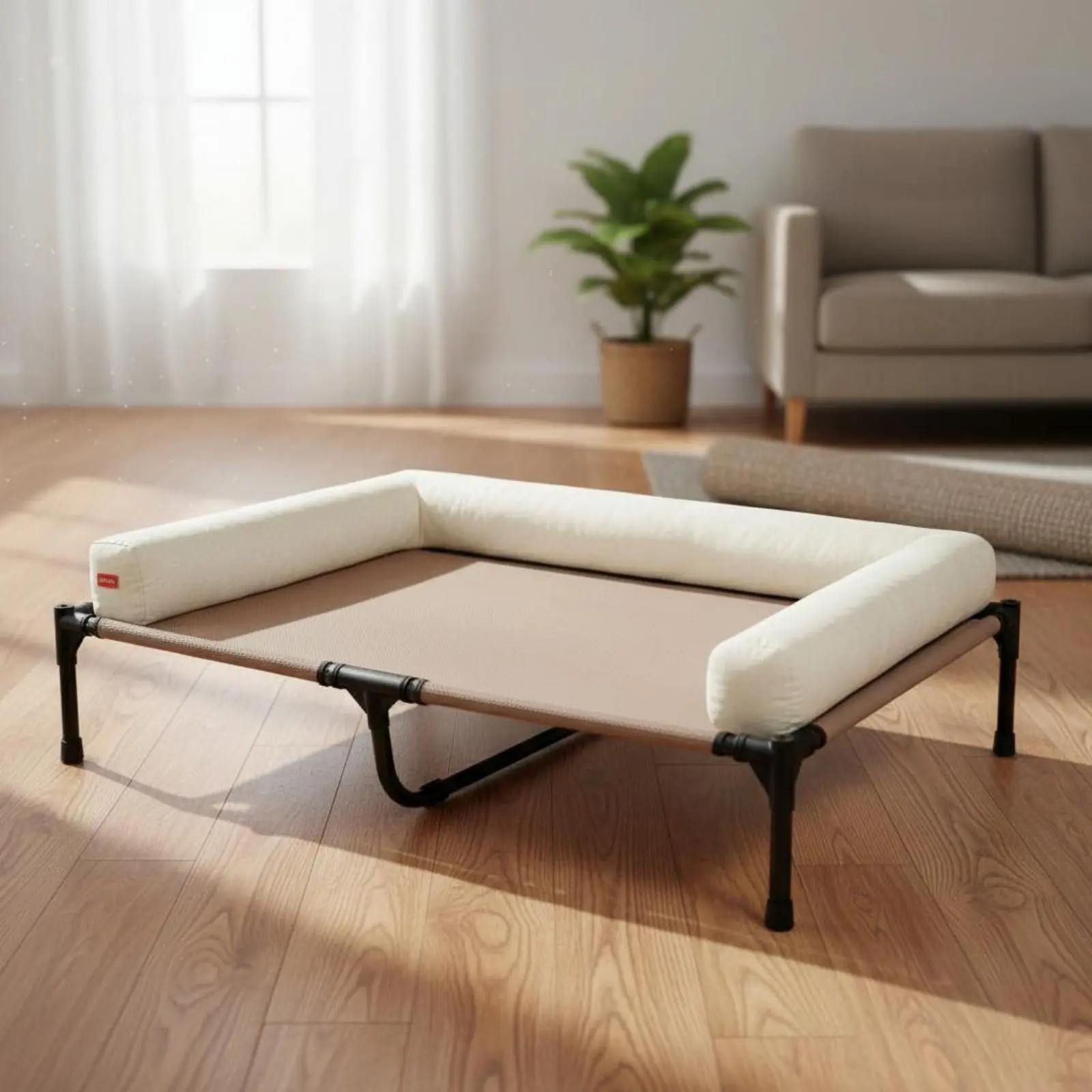 Elevated Dog Bed Easy to Clean Elevated Dog Bed with Bolsters Raised Pet Cot with Padding Sturdy Construction for Large Dogs