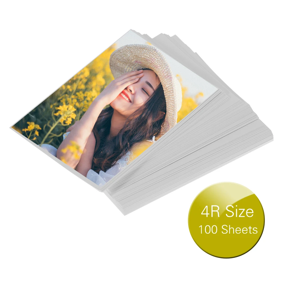 Professional 4R Size 100 Sheets Glossy Photo Paper 4.0 * 6.0 Inch 200gsm Waterproof Resistant High Gloss Finish Surface Quick