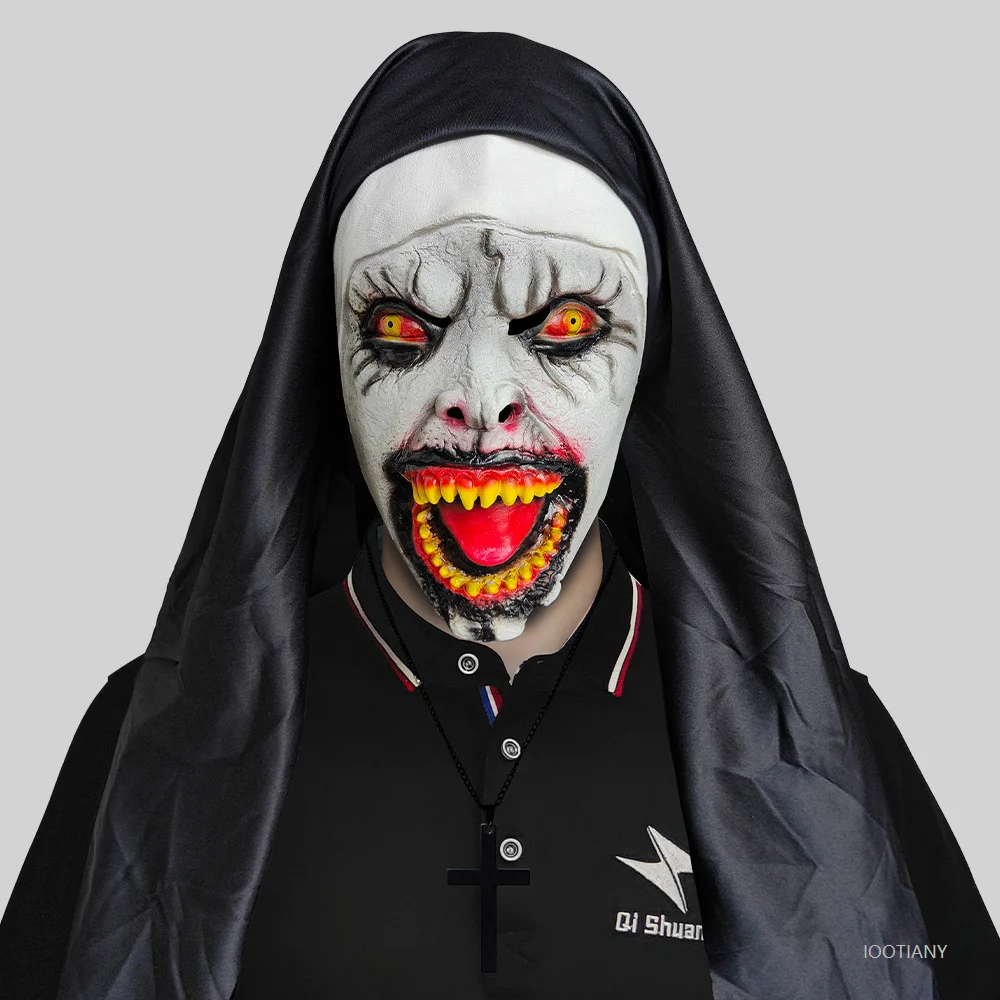

Horror Scream Blood Mouth Nun Headgear Masquerade Cosplay Horror Ghost Face Mask Halloween Party Zombie Nun Spoof Latex Props
