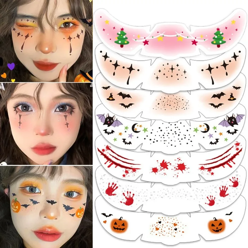 

3 шт. Хэллоуин и Рождество горячее тиснение веснушки лицо татуировка наклейка макияж демон шрам лоза временные наклейки DIY макияж для лица