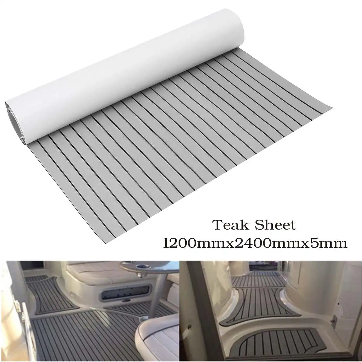 1200mmx2400mmx5mm EVA Foam Teak Decking Sheet Boat Flooring Fit for Yacht Self-Adhesive Foam Marine Flooring Faux Boat Decking