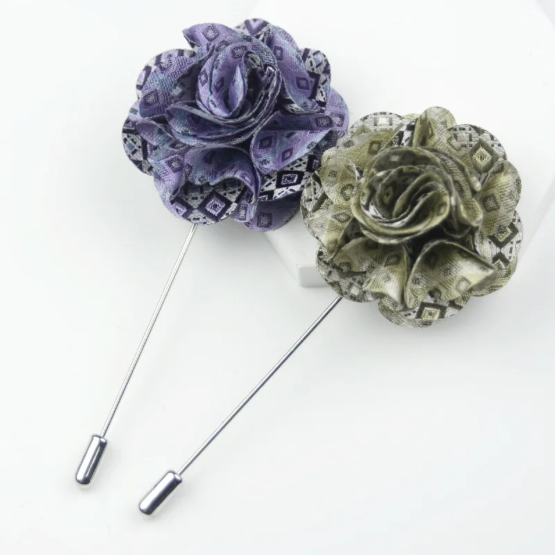 24 PCS/lot , New Arrival Mens Fabric Flower Lapel Pin, Boutonniere, Wedding Brooches