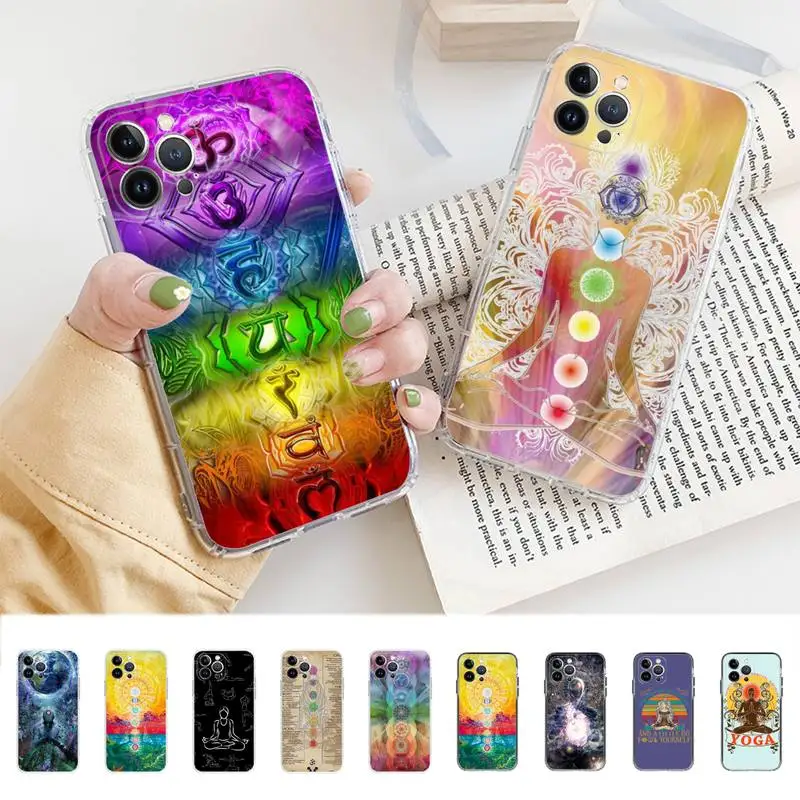 FHNBLJ Mandala Chakra Insist Yoga Phone Case For iPhone 8 7 6 6S Plus X SE 2020 XR XS 14 11 12 13 Mini Pro Max Mobile Case