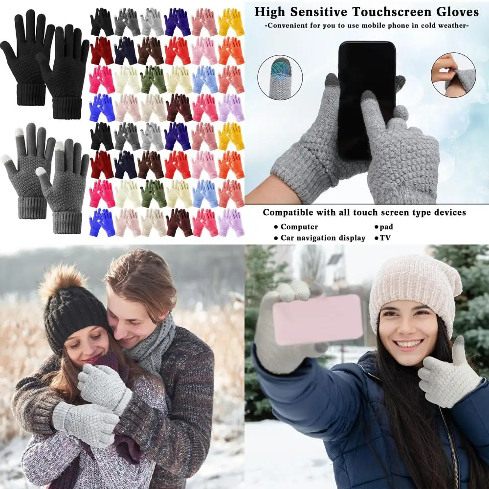 

Bulk Warm Fleece Lined Stretch Knit Touchscreen Gloves Windproof Mittens for Men and Women Outdoor Activities