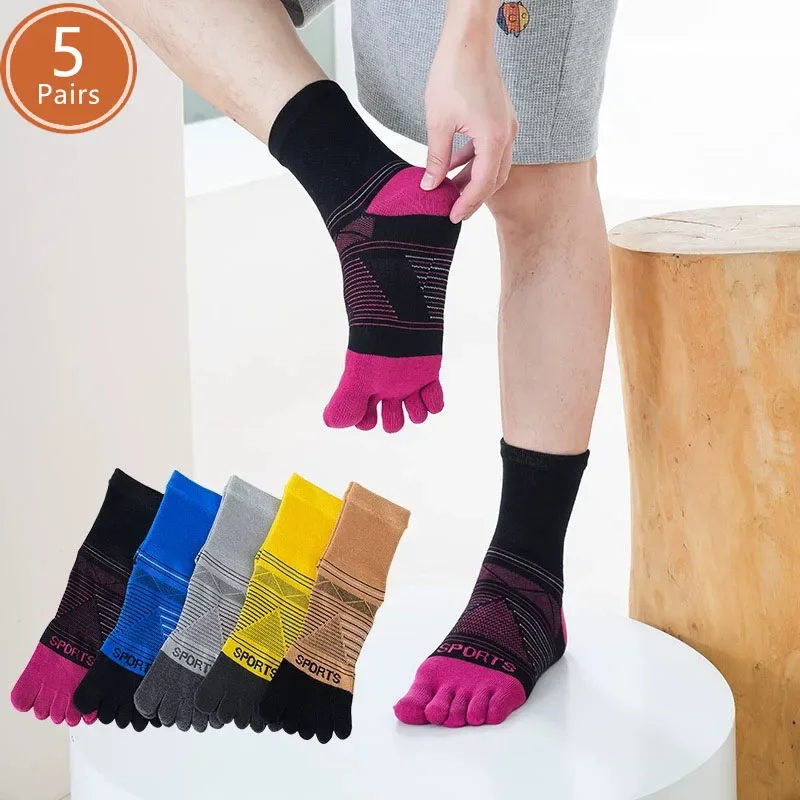 

5 Pairs Combed Cotton Toe Socks Man Fitness Sport Compression Elastic Endurable Sweat-Absorbing Five Finger Short Socks Student