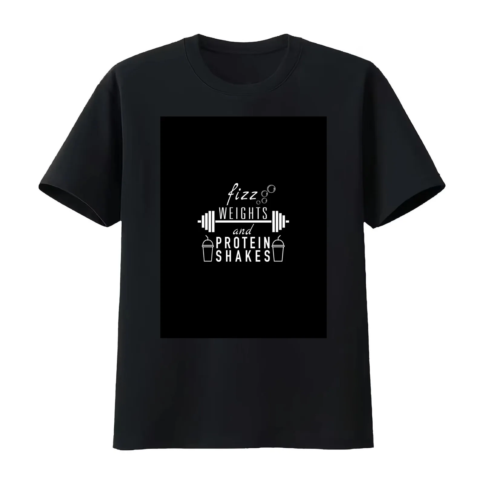 Fizz Weights and Protein Shakes T-Shirt Summer Casual Cotton Tee Oversized Streetwear Tops Vintage Graphic Print 100% Cotton
