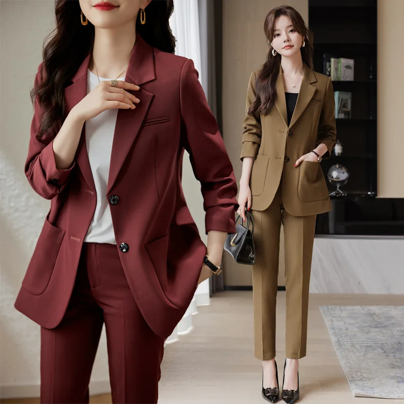 

Raspberry Color Suit Coat for Women Autumn 2023 New High Sense Graceful and Fashionable Leisure Professional Suit Spring