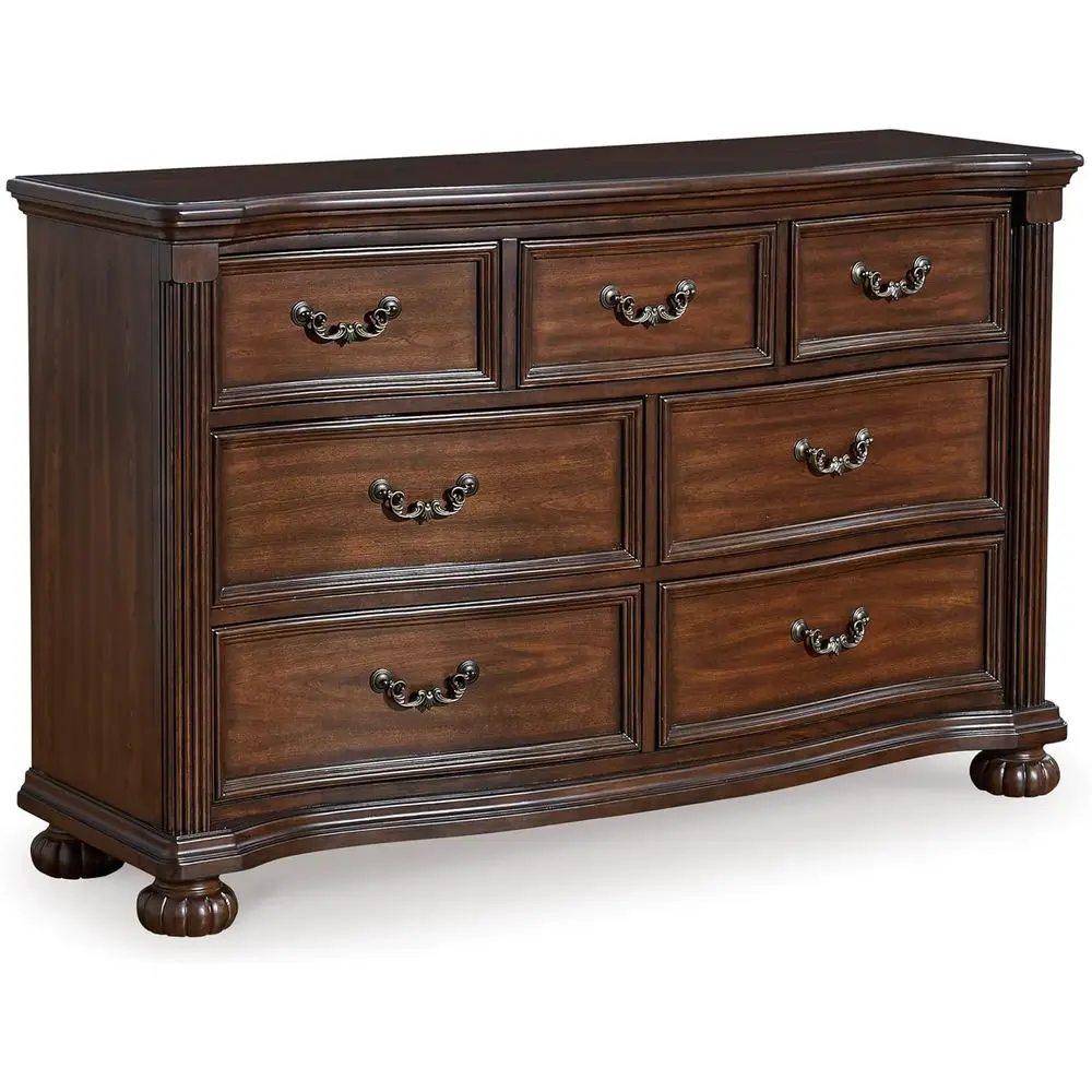 

Lavinton Traditional Drer with 7 Smooth-Gliding Ders and elt-Lined Top Der or Bedroom, k Brown, 60' W x 18.63' D x 37.5' H