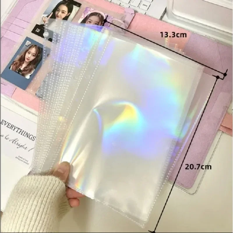 2024 New 10pcs Laser 3inch 5inch Photo Album Photocards Holder A5 Binder Refill Pockets Sleeves Diary Album Inner Sleeves