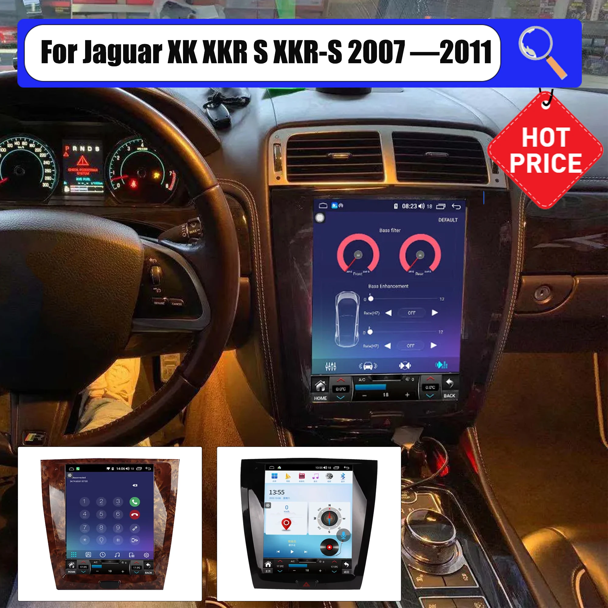 256G Tesa- Screen Android 14 Multimedia Player For Jaguar XK XKR S XKR-S 2007 2008 2009 2010 2011 GPS Navigation Radio Head Unit