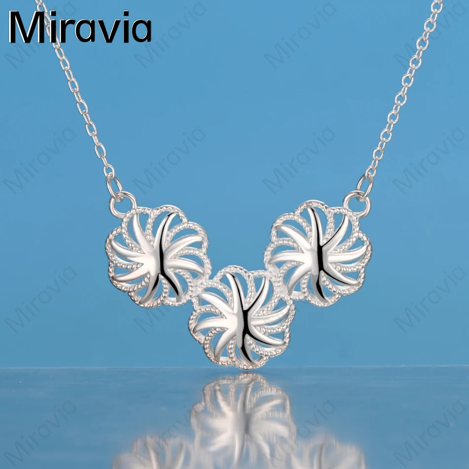 

Miravia 925 Sterling Silver Floral Openwork Pendant Necklace, Everyday Accessory For Women, Simple And Elegant Jewelry