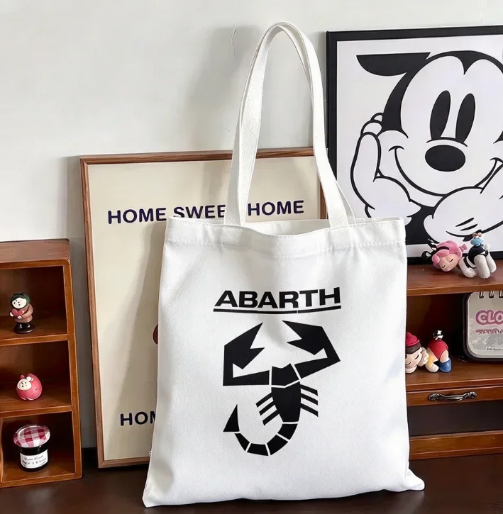 2026 Reusable Eco Canvas Shoulder Bag Graphic With Flag Color Strip Print Large Tote Bag Portable Grocery Book Handbag