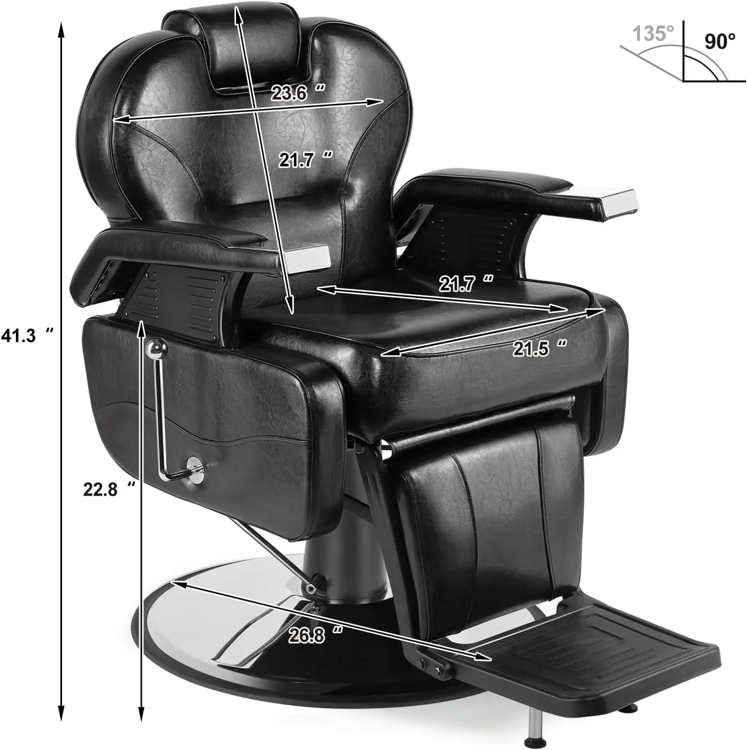 Silla de barbero con Pedal Reversible para artista, sillón reclinable hidráulico para peluquería, estilista, tatuaje