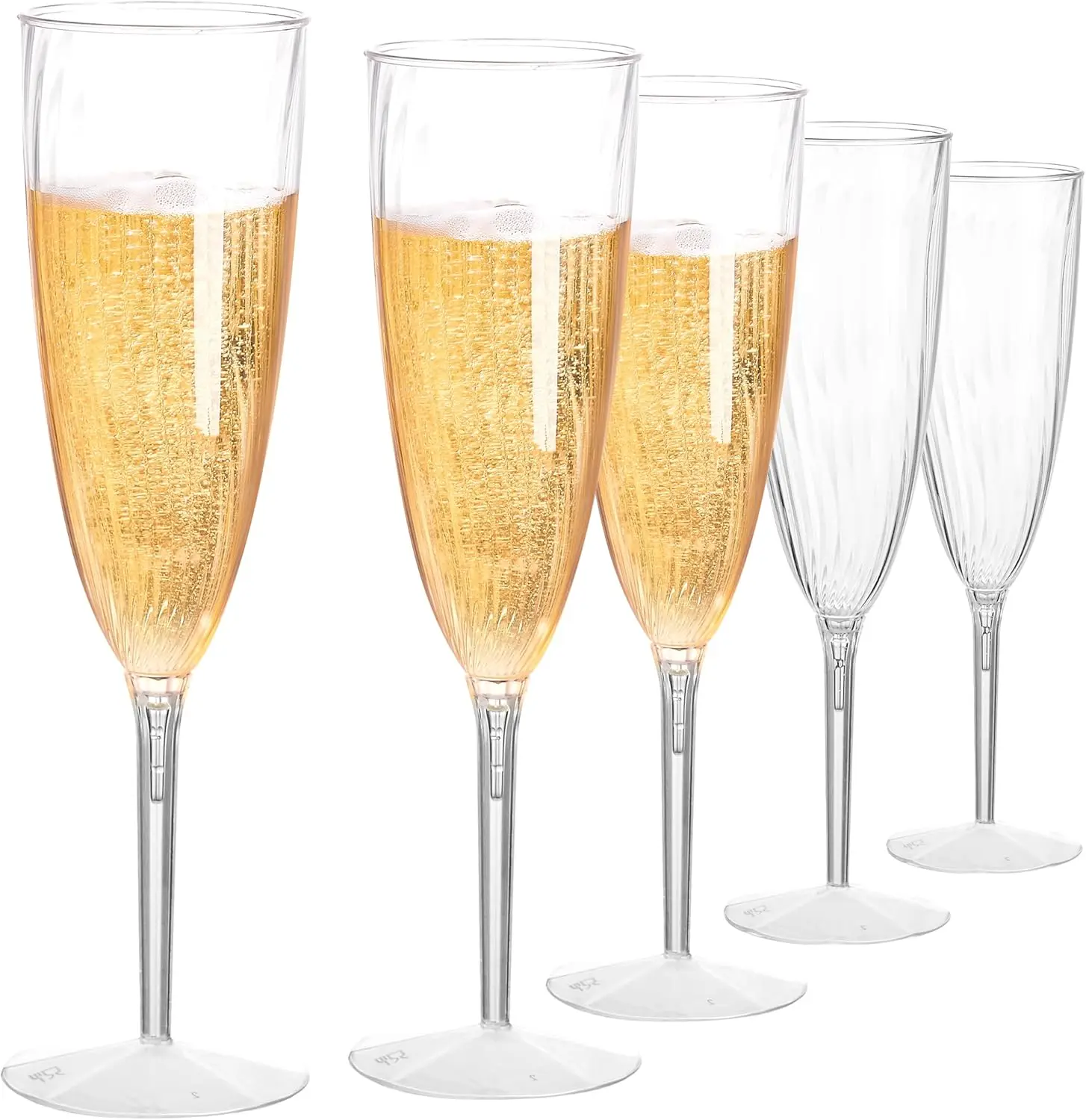 

18 PCS Clear Disposable Champagne Flutes, 6 Oz Wine Glasses for Wedding, Birthday, Christmas, Picnic