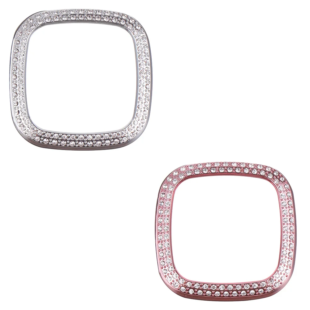 

2Pcs Electroplated Watch Protective Shell Flexible Shockproof Case Compatible Versa3 Sense Stylish Rhinestone Cover
