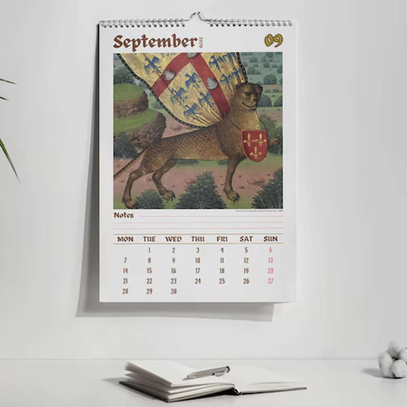 2026 Wall Calendar with Medieval Animal Theme Ugly Style Humorous Illustration Design for Office Home Decor and Gift Use