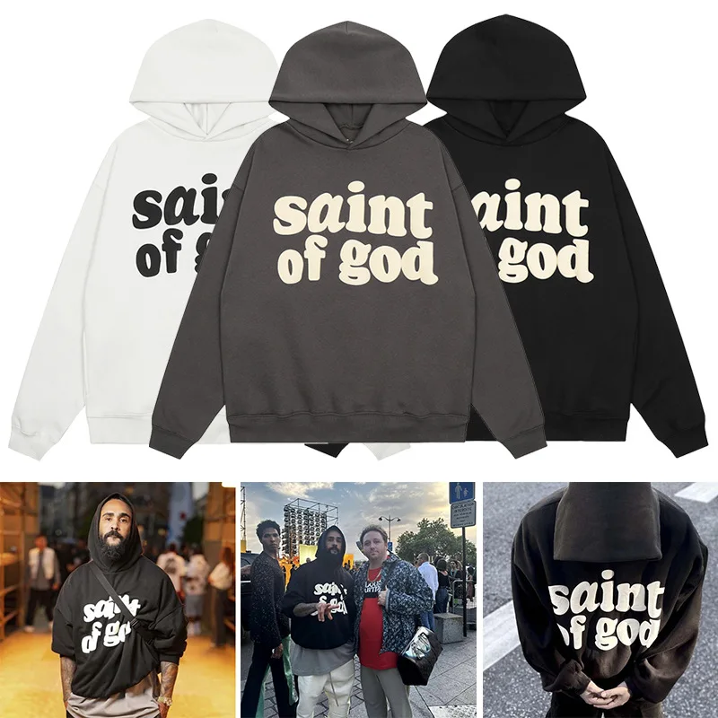 

Streetwear Fashion Classic Overesized Loose Letter Foam Printed Hoodies Hooded Sweatshirt For Men Unisex