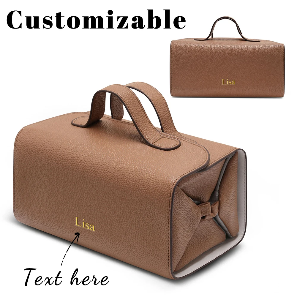 Customized name-organized cosmetic and toiletry bag with large capacity, foldable and portable for travel storage