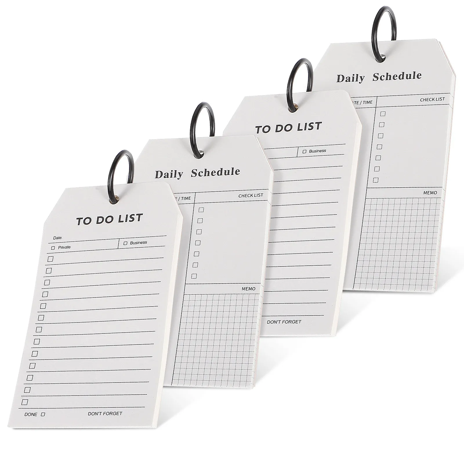 Ring Binder Daily Planner Notepad Set – 4 Pcs, Thick Paper To-Do List & Schedule Organizer for Work, Study, Planning