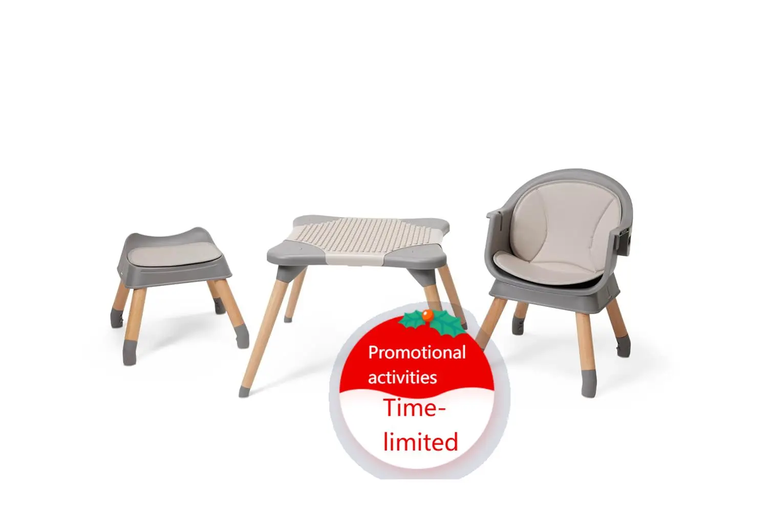 

5in1 High Chair for Baby & Toddler Convertible Baby Dining Seat Portable Floor/Booster Seat Adjustable Tray w. Cover 5