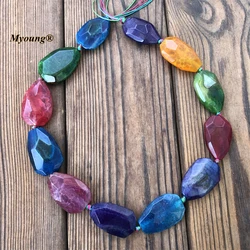 Waterdrop Shape Large Faceted Multicolor Agates Focus Pendant Beads For DIY Jewelry Making MY221015