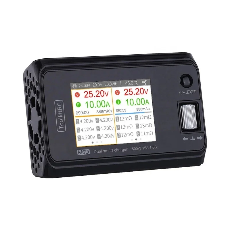 ToolkitRC M6D 500W 15A Mini Smart Charger Discharger Dual Channel DC for 1-6S Lipo Battery FPV Model Plastic Spare Part